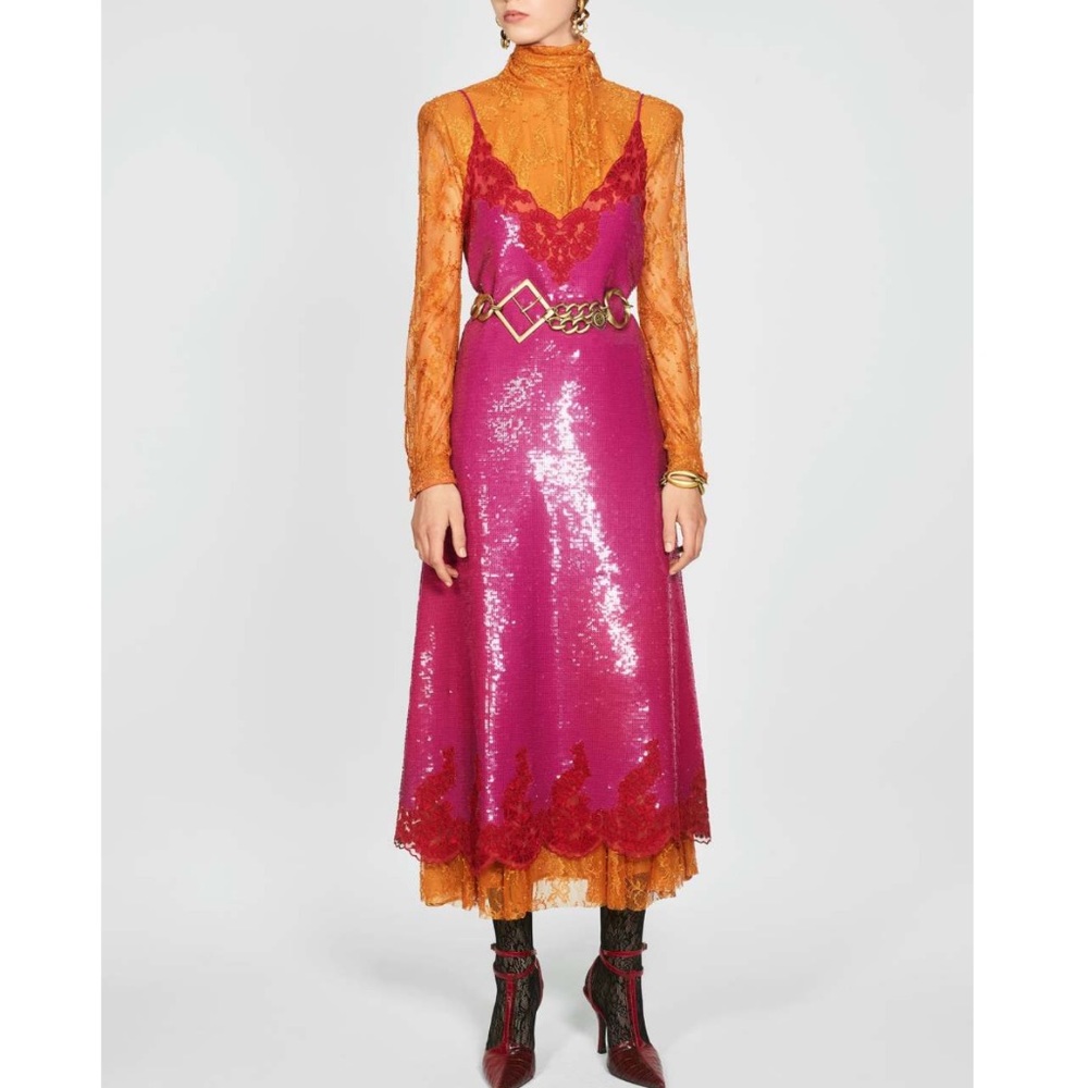 Zara Studio Collection AW19 Sequin Slip Dress M